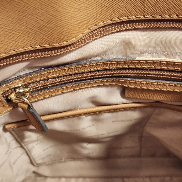 Michael Kors Morgan Large Saffiano Leather Tote in Tan Goldtone Hardware MK Logo - Picture 11 of 16